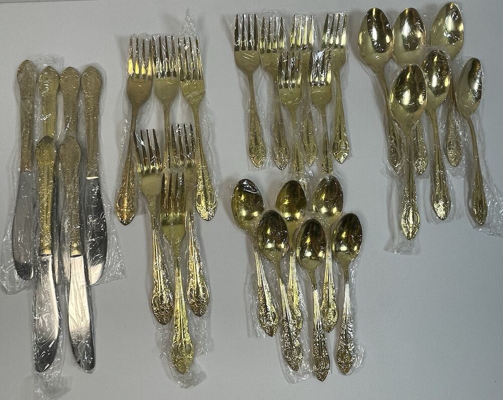 Gibson Gold Electroplated Stainless Steel Flatware Service For 6 - 30 Pc *Read